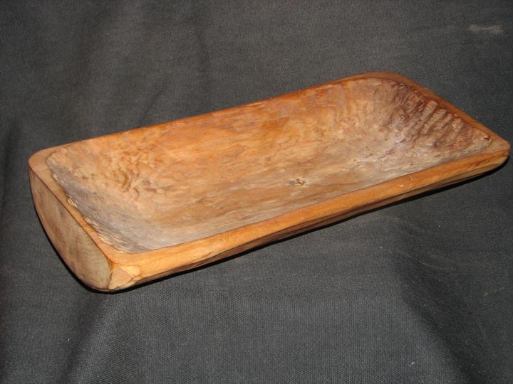 Antique Primitive Rectangular Hand-Carved Wooden Dough Bowl Trough  Bread-Making